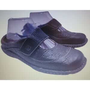 Born Leather Mary Jane Flats Black Adjustable Strap Mules Women's Size 9 Comfort